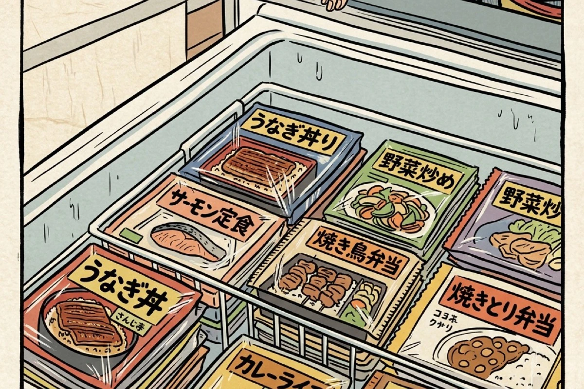 一人暮らしの冷凍庫を開けた俯瞰