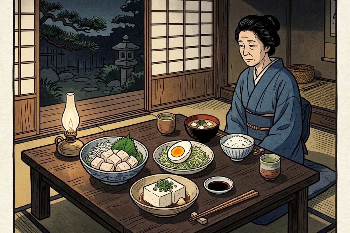 卵・サラダチキン・豆腐が揃った一人の食卓。たんぱく質を確保した夜のシンプルな食事