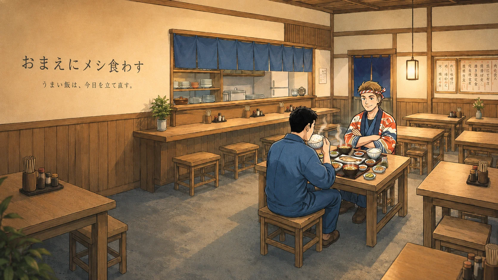 おまえにメシ食わす — うまい飯は、今日を立て直す。